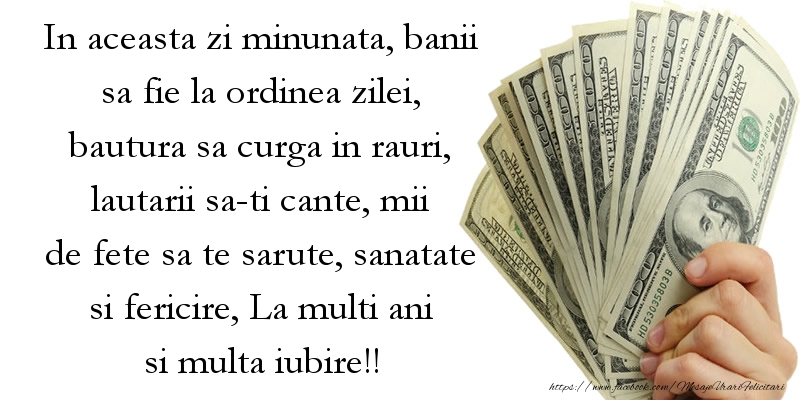 Mesaje de zi de nastere - Bani, bautura, femei - mesajeurarifelicitari.com