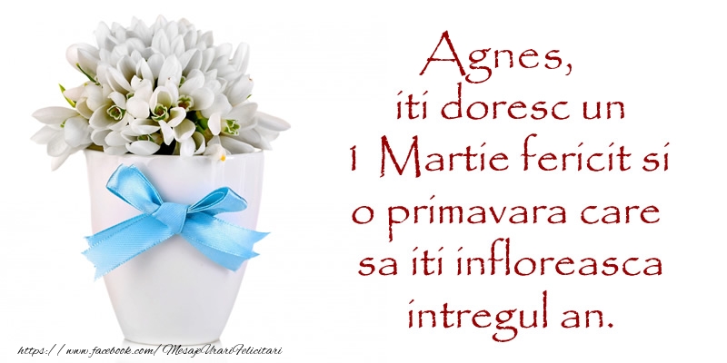 Felicitari de 1 Martie - Ghiocei | Agnes iti doresc un 1 Martie fericit si o primavara care sa iti infloreasca intregul an.
