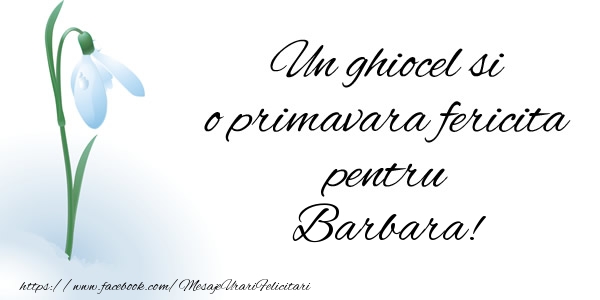 Felicitari de 1 Martie - Ghiocei | Un ghiocel si o primavara fericita pentru Barbara!