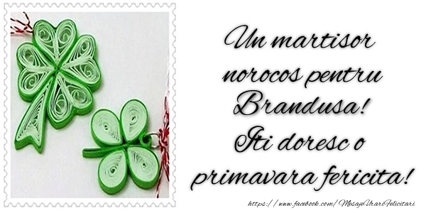 Felicitari de 1 Martie -  Un martisor norocos pentru Brandusa! Iti doresc o primavara fericita!