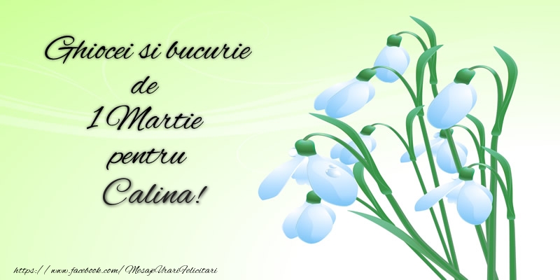 Felicitari de 1 Martie -  Ghiocei si bucurie de 1 Martie pentru Calina!