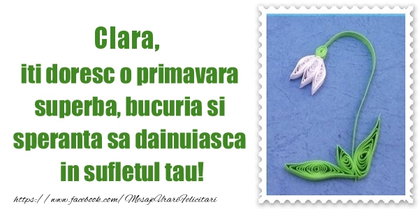 Felicitari de 1 Martie - Ghiocei | Clara iti doresc o primavara superba, bucuria si  speranta sa dainuiasca in sufletul tau!