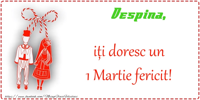 Felicitari de 1 Martie - Trifoi | Despina iti doresc o primavara fericita si mult noroc!