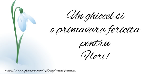 Felicitari de 1 Martie - Ghiocei | Un ghiocel si o primavara fericita pentru Flori!