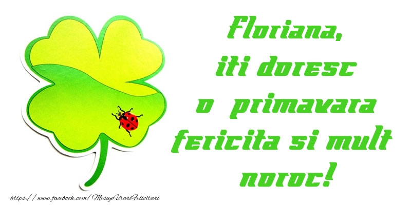 Felicitari de 1 Martie - Trifoi | Floriana iti doresc o primavara fericita si mult noroc!