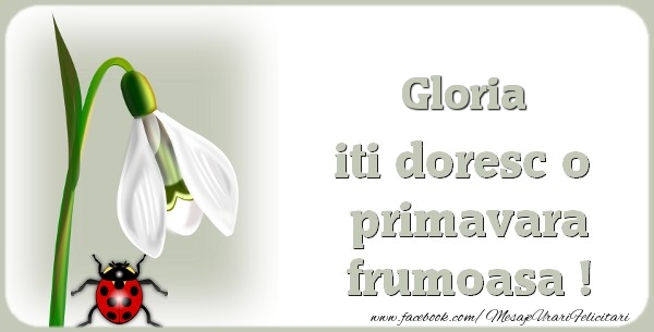 Felicitari de 1 Martie - Ghiocei | Gloria iti doresc o primavara frumoasa
