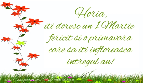 Felicitari de 1 Martie - Horia iti doresc un 1 Martie  fericit si o primavara care sa iti infloreasca intregul an!