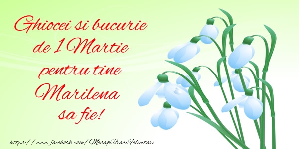 Felicitari de 1 Martie -  Ghiocei si bucurie de 1 Martie pentru tine Marilena sa fie!