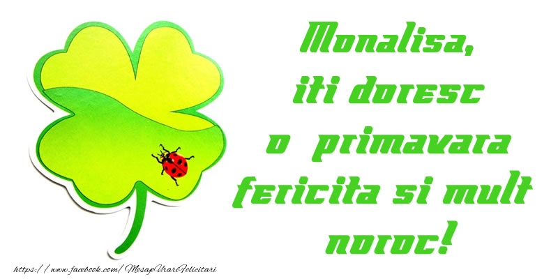 Felicitari de 1 Martie - Trifoi | Monalisa iti doresc o primavara fericita si mult noroc!