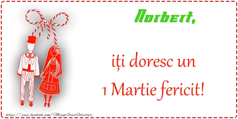 Felicitari de 1 Martie - Trifoi | Norbert iti doresc o primavara fericita si mult noroc!