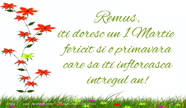Felicitari de 1 Martie - Remus iti doresc un 1 Martie  fericit si o primavara care sa iti infloreasca intregul an!