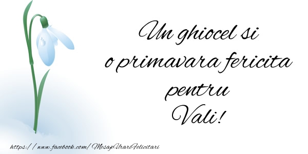 Felicitari de 1 Martie - Ghiocei | Un ghiocel si o primavara fericita pentru Vali!