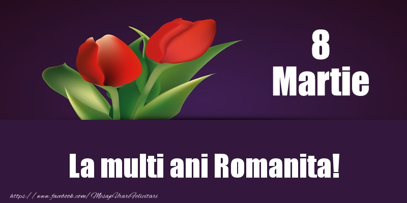 Felicitari de 8 Martie - Lalele | 8 Martie La multi ani Romanita!