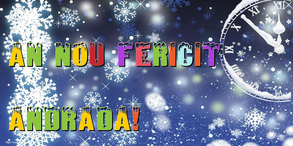 Felicitari de Anul Nou - ⏲️⭐⭐⭐❄️❄️ Ceas & Steluțe & Zăpadă | An nou fericit Andrada!