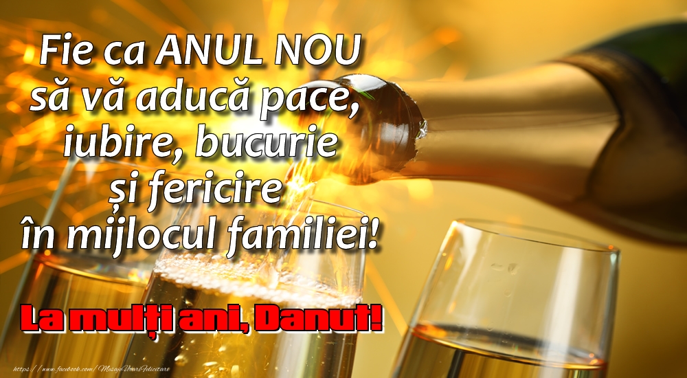 Felicitari de Anul Nou - Fie ca ANUL NOU să vă aducă pace, iubire, bucurie și fericire în mijlocul familiei! La mulți ani, Danut!