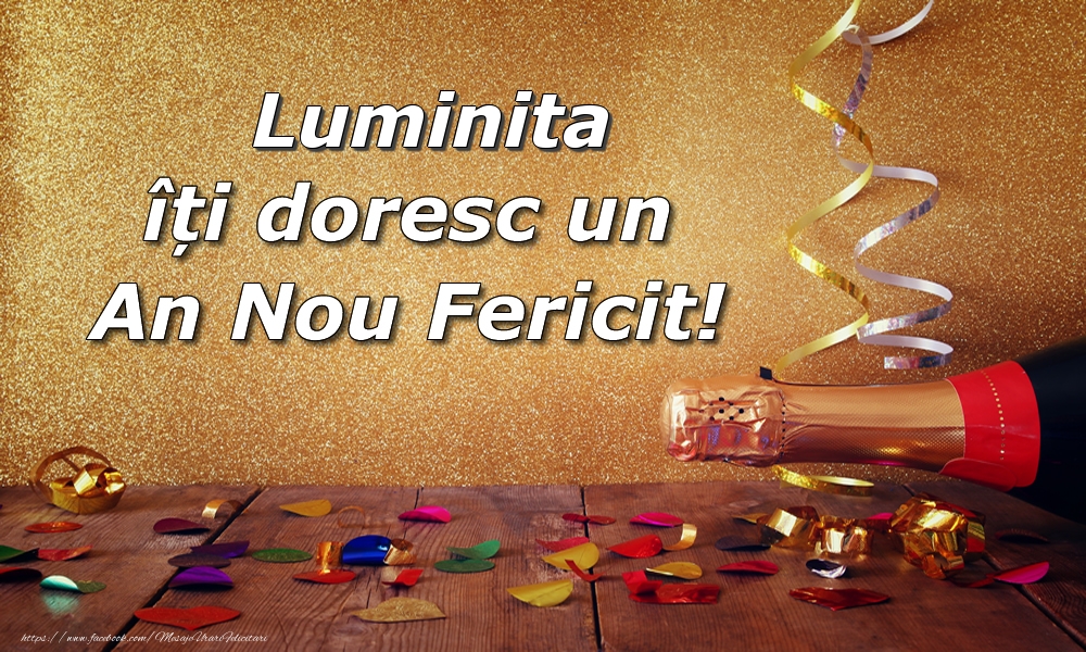 Felicitari de Anul Nou - Confetti & Sampanie | Luminita îți doresc un An Nou Fericit!