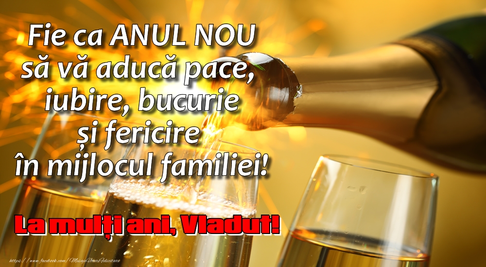 Felicitari de Anul Nou - Fie ca ANUL NOU să vă aducă pace, iubire, bucurie și fericire în mijlocul familiei! La mulți ani, Vladut!
