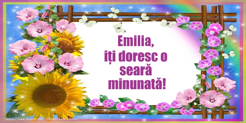 Felicitari de buna seara - Emilia, iți doresc o seară minunată!