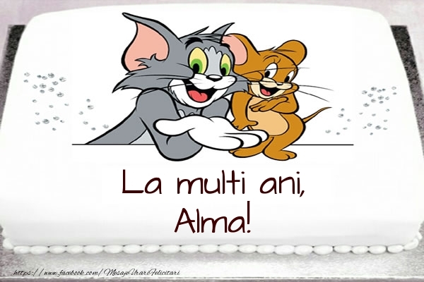 Felicitari pentru copii - Tort cu Tom si Jerry: La multi ani, Alma!