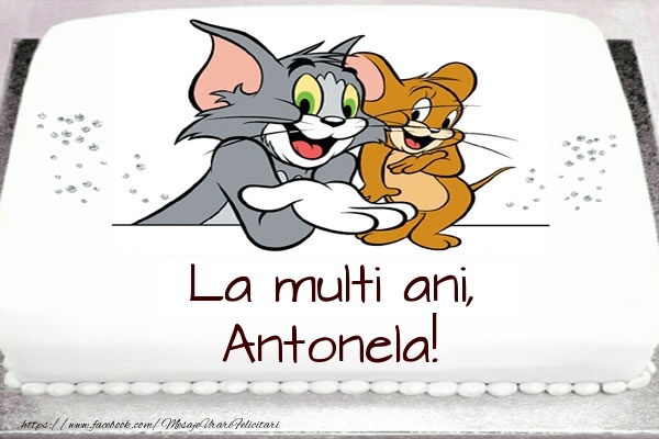 Felicitari pentru copii - Tort cu Tom si Jerry: La multi ani, Antonela!