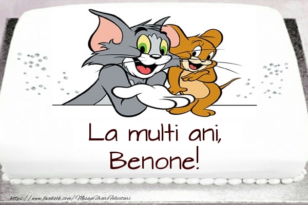 Felicitari pentru copii - Tort cu Tom si Jerry: La multi ani, Benone!