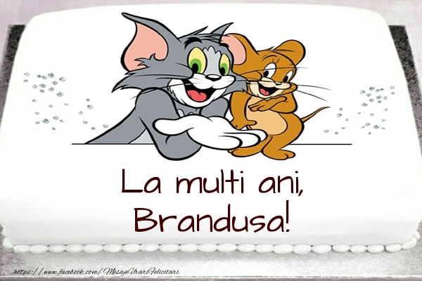 Felicitari pentru copii - Animație | Tort cu Tom si Jerry: La multi ani, Brandusa!