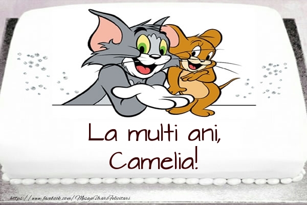 Felicitari pentru copii - Tort cu Tom si Jerry: La multi ani, Camelia!