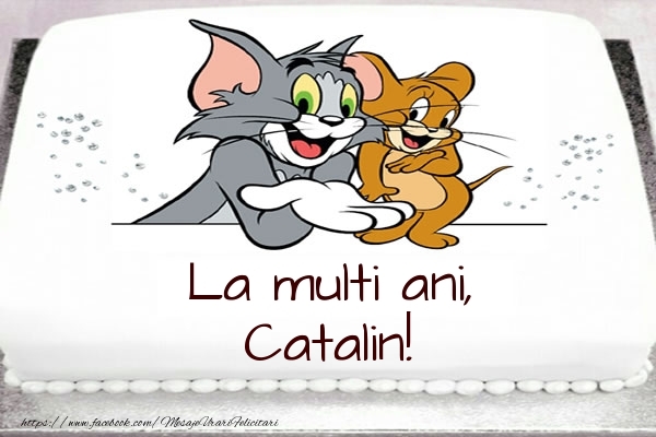 Felicitari pentru copii - Tort cu Tom si Jerry: La multi ani, Catalin!