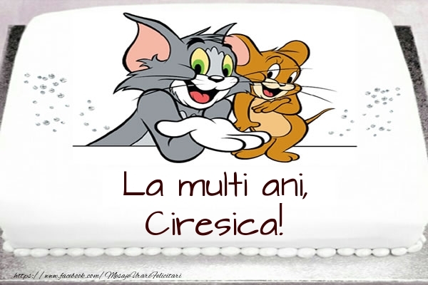 Felicitari pentru copii - Tort cu Tom si Jerry: La multi ani, Ciresica!