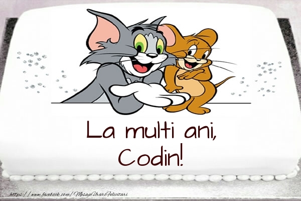 Felicitari pentru copii - Tort cu Tom si Jerry: La multi ani, Codin!