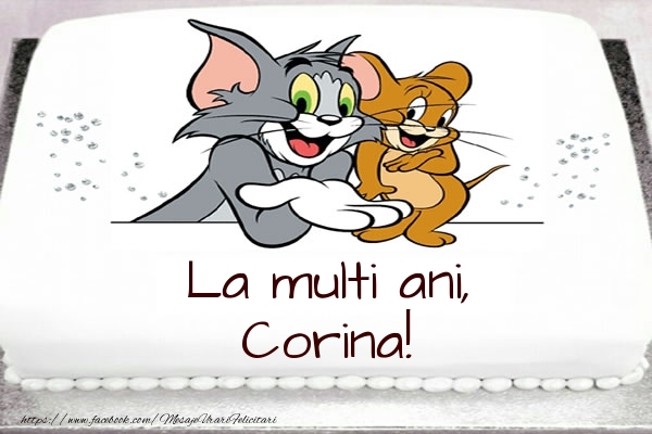 Felicitari pentru copii - Tort cu Tom si Jerry: La multi ani, Corina!