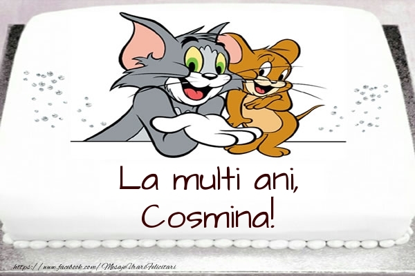 Felicitari pentru copii - Tort cu Tom si Jerry: La multi ani, Cosmina!