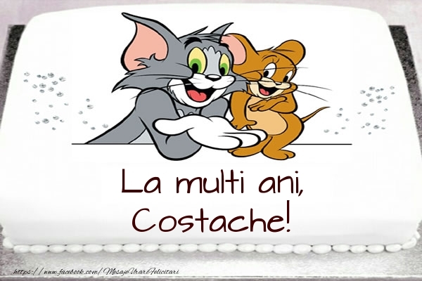 Felicitari pentru copii - Tort cu Tom si Jerry: La multi ani, Costache!