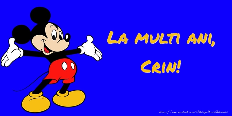 Felicitari pentru copii -  Felicitare cu Mickey Mouse: La multi ani, Crin!
