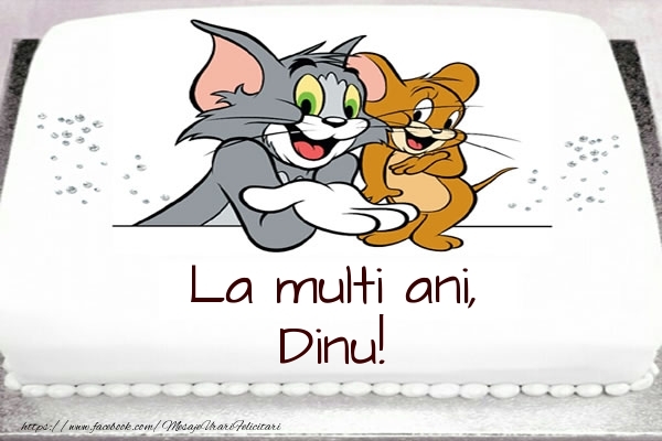 Felicitari pentru copii - Tort cu Tom si Jerry: La multi ani, Dinu!