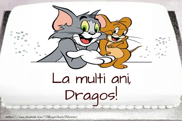 Felicitari pentru copii - Tort cu Tom si Jerry: La multi ani, Dragos!