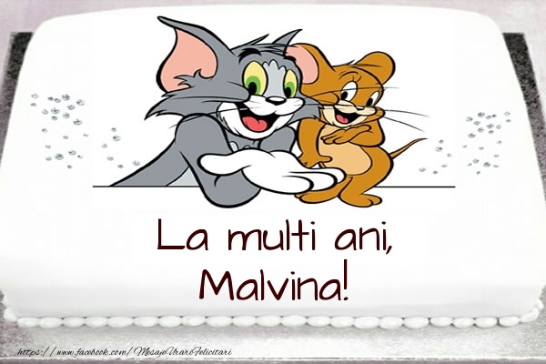 Felicitari pentru copii - Tort cu Tom si Jerry: La multi ani, Malvina!