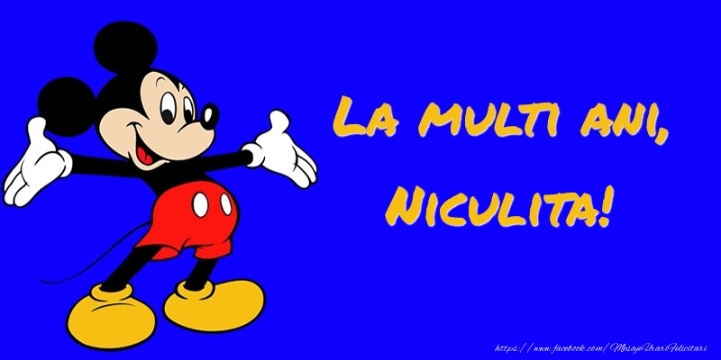  Felicitari pentru copii -  Felicitare cu Mickey Mouse: La multi ani, Niculita!