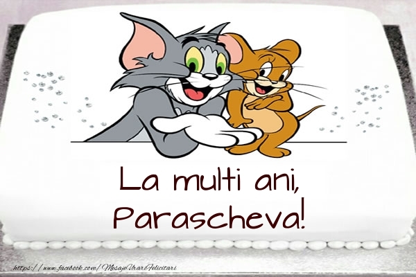 Felicitari pentru copii - Tort cu Tom si Jerry: La multi ani, Parascheva!