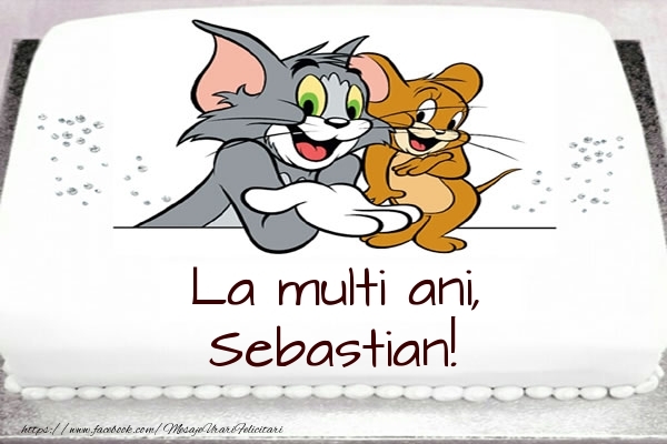 Felicitari pentru copii - Tort cu Tom si Jerry: La multi ani, Sebastian!