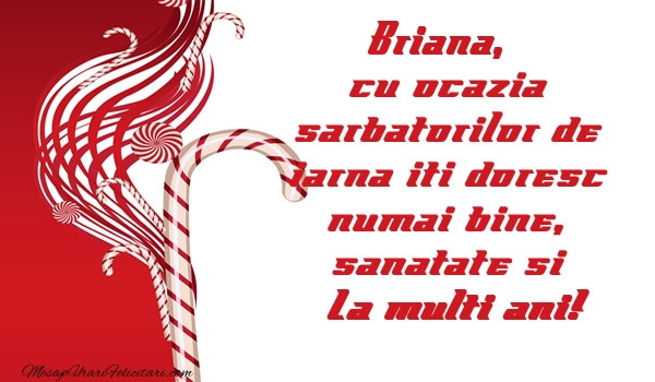 Felicitari de Craciun - Briana cu ocazia  sarbatorilor de iarna iti doresc numai bine, sanatate si La multi ani!