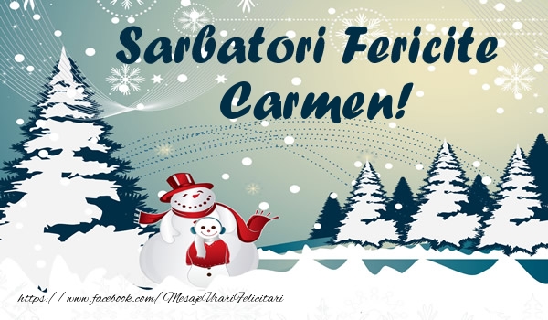 Felicitari de Craciun - ⛄ Brazi & Om De Zapada & Peisaje De Iarna | Sarbatori fericite Carmen!