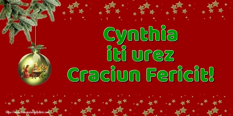 Felicitari de Craciun - Cynthia iti urez Craciun Fericit!