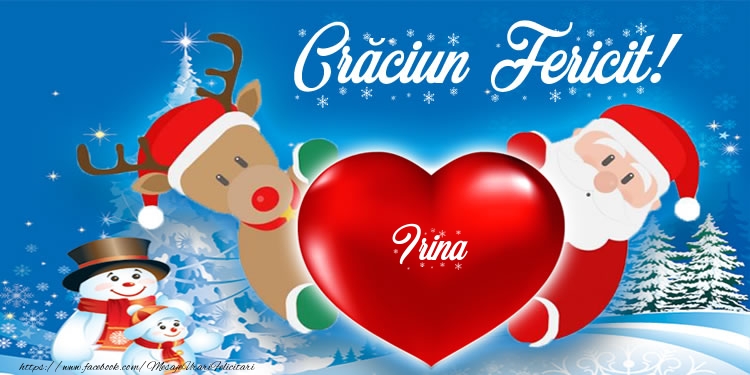 Felicitari de Craciun - Mos Craciun & Reni | Craciun Fericit! Irina