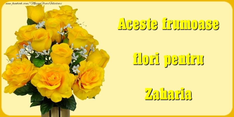 Felicitari Diverse - Aceste frumoase flori pentru Zaharia