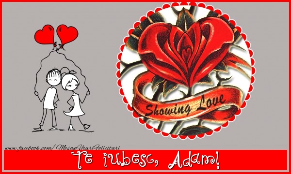 Felicitari de dragoste - ❤️❤️❤️ Inimioare & 1 Poza & Ramă Foto | Te iubesc, Adam!
