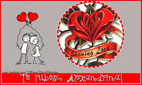 Felicitari de dragoste - ❤️❤️❤️ Inimioare & 1 Poza & Ramă Foto | Te iubesc, Alexandrina!