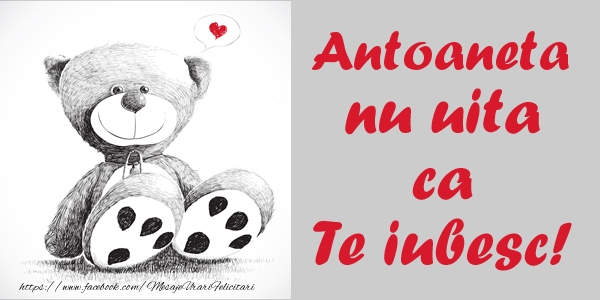 Felicitari de dragoste - Ursuleti | Antoaneta nu uita ca Te iubesc!