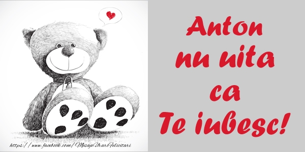 Felicitari de dragoste - Ursuleti | Anton nu uita ca Te iubesc!