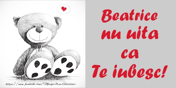 Felicitari de dragoste - Ursuleti | Beatrice nu uita ca Te iubesc!